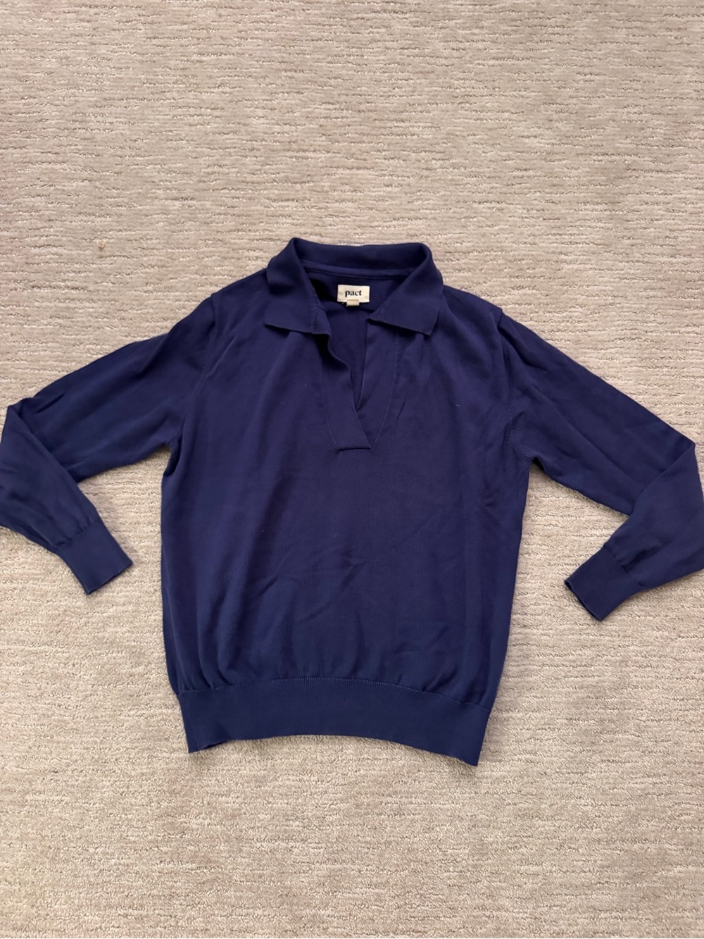Pact Organic cotton Fine Knit Polo Sweater Blue M